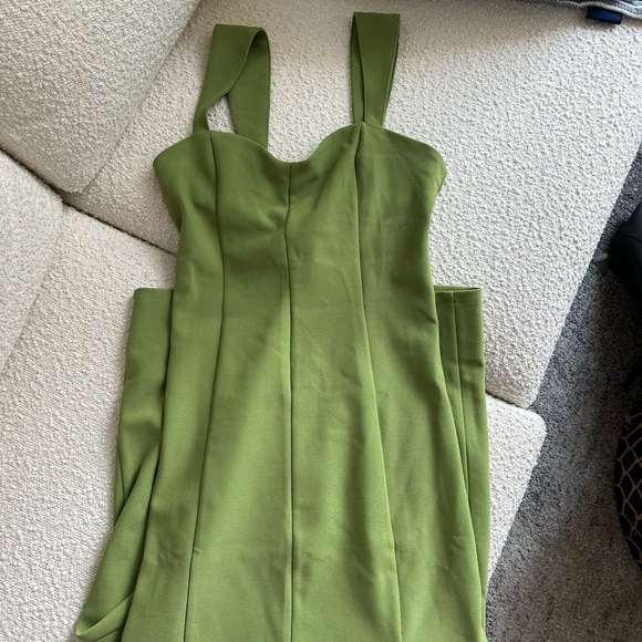 Wide Strap Corset Midi Dress in Green Abercrombie and Fitch - Picture 2 of 5